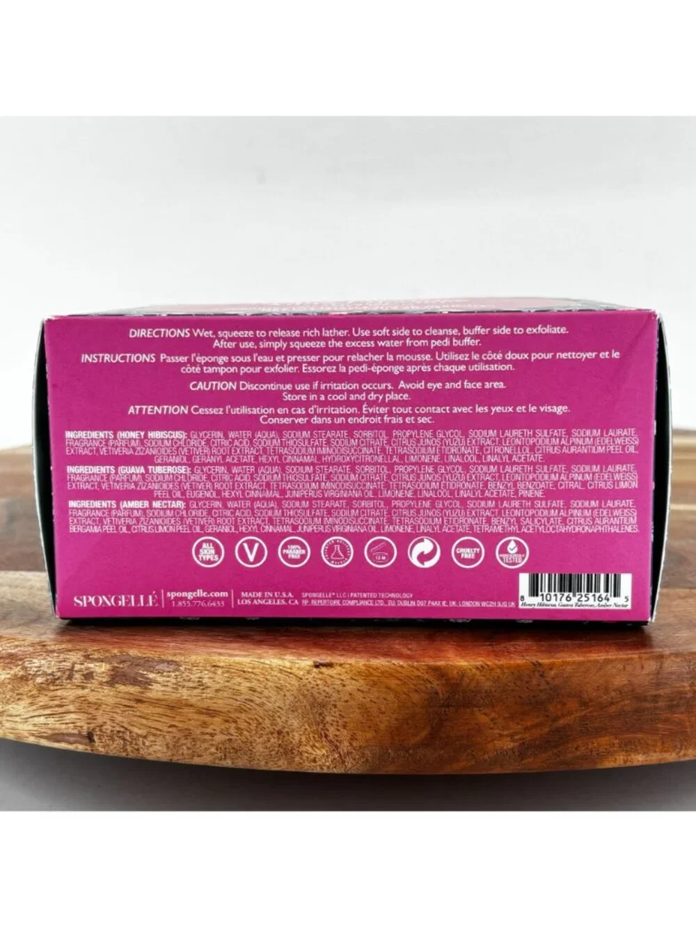 Spongelle Honey Hibiscus Guava Tuberose Amber Nectar Pedi-Buffer Trio 3 oz